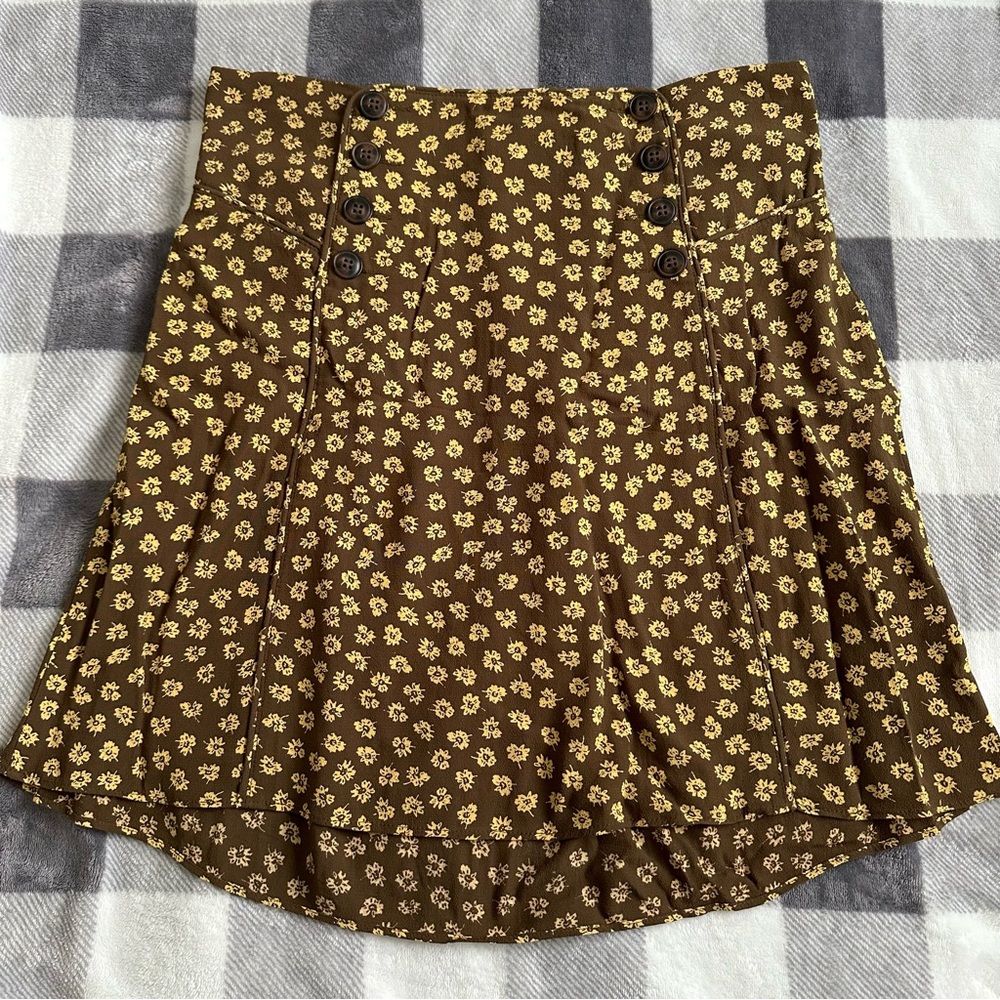 Madewell Piped Mini Skirt in Woodcut Flowers